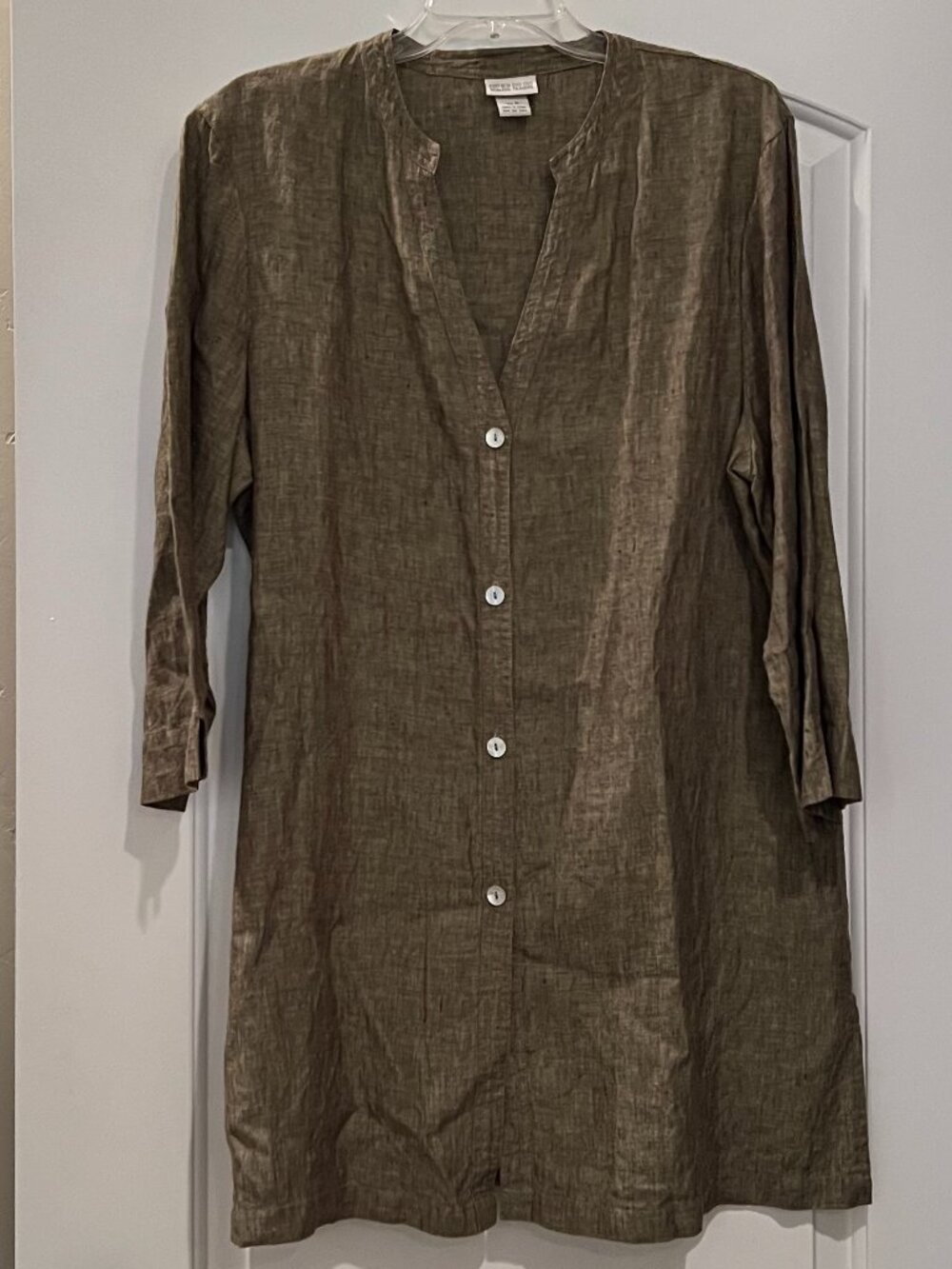 Olive Green Linen Tunic XL